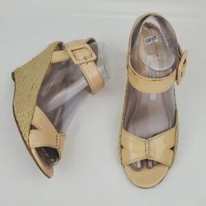 Diane von Furstenberg Sudan leather open toe espadrille wedge sandals